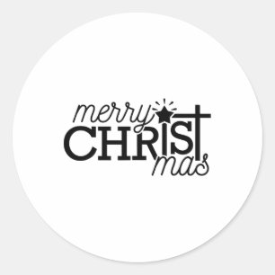 Familie Vrolijk Kerstfeest Christelijk Kruis Pyjam Ronde Sticker