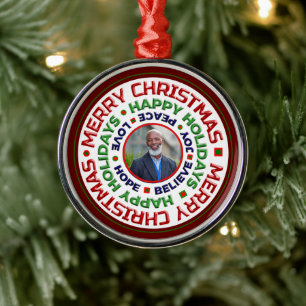 Familie Vrolijk Kerstfeest Foto Personaliseren Metalen Ornament