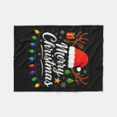 Familie Vrolijk Kerstfeest Rode Kerstman Hoed Rend Fleece Deken (Voorkant (Horizontaal))