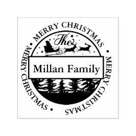 Familie Vrolijk Kerstmis Kerstman thema Zelfinktende Stempel