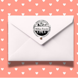 Familie Vrolijk Kerstmis Kerstman thema Zelfinktende Stempel