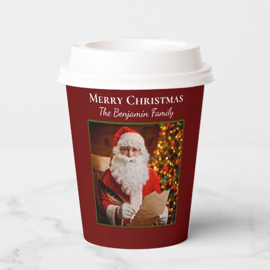 Familie Vrolijk Kerstmis Sinterklaas Personalisere Papieren Bekers (Achterkant)