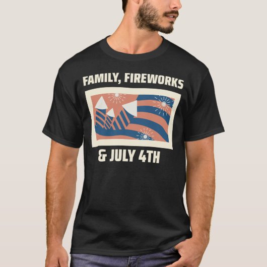 Familie, Vuurwerk & 4 juli T-shirt (Voorkant)