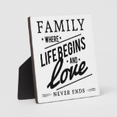 Familie waar het leven begint en liefde nooit eind fotoplaat (Voorkant)