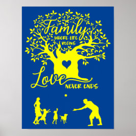Familie waar het leven begint en liefde nooit eind poster
