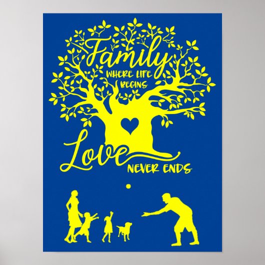 Familie waar het leven begint en liefde nooit eind poster (Voorkant)