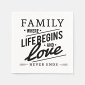 Familie waar het leven begint en liefde nooit eind servetten (Voorkant)