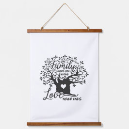 Familie waar het leven begint, liefde nooit eindig hangend wandkleed