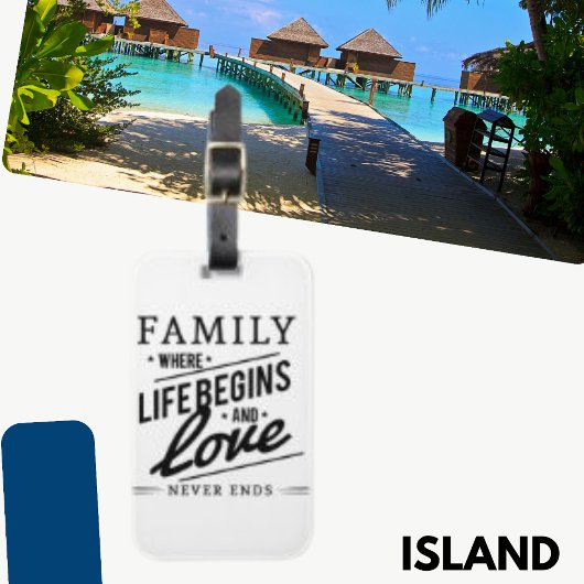 Familie waar het leven begint Typografie Quote Bagagelabel