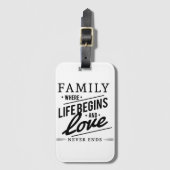 Familie waar het leven begint Typografie Quote Bagagelabel (Voorkant (verticaal))