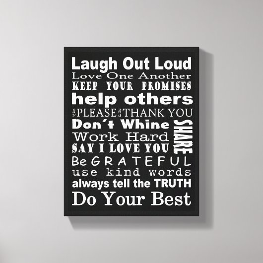 Familie waarden kunst aan de muur canvas afdruk (Voorkant)