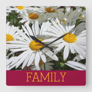 FAMILIE wandklokken op maat Witte Madeliefjes Bloe