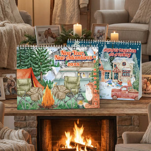Familie  Waterverf Gezellige Positieve Affirmaties Kalender