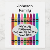 Familie We zijn allemaal verschillend plezier, maa Wijn Etiket (Enkel label)