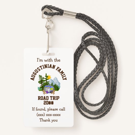 Familie wegreisLOST KIND Badge (Voorkant met draagriem)