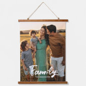 Familie White Script Foto-overlay Monogram Hangend Wandkleed (Voorkant)