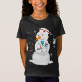 Familie Winter Santa Snowman Verpleegster Kerstboo T-shirt (Voorkant)
