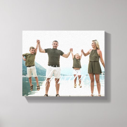 FAMILIE Witte Overlay Gift Foto Canvas (Voorkant)