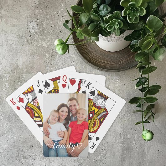 Familie Witte Script Aangepaste Foto Pokerkaarten