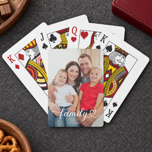 Familie Witte Script Aangepaste Foto Pokerkaarten