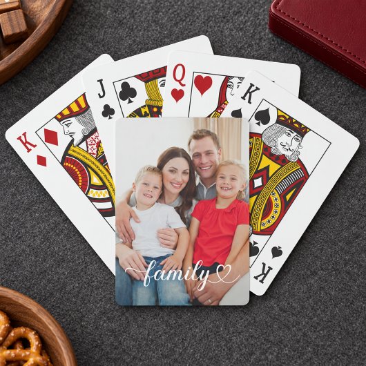 Familie Witte Script Aangepaste Foto Pokerkaarten