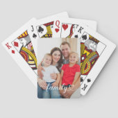 Familie Witte Script Aangepaste Foto Pokerkaarten (Achterkant)