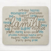 Familie woord cloud met touw muismat (Voorkant)