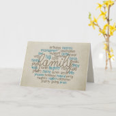 Familie Word Cloud voor Verjaardag Kaart (Gele Bloem)