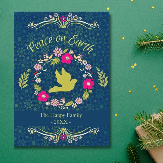 Familie Wreater Botanische Kerstmis Feestdagenkaart