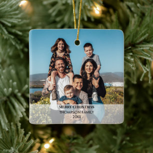 Familie Xmas Fotoportret Kerstmis Keramisch Ornament