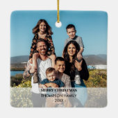 Familie Xmas Fotoportret Kerstmis Keramisch Ornament (Achterkant)