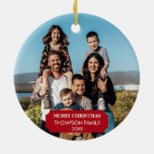 Familie Xmas Fotoportret Kerstmis Keramisch Ornament (Achterkant)