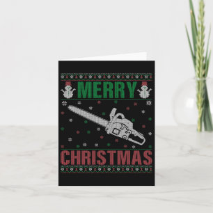 Familie Xmas Pyjama bijpassende kettingzaag Lelijk Kaart