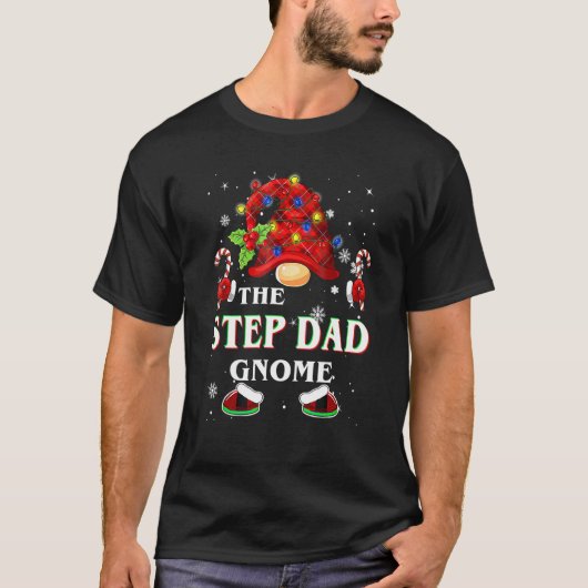 Familie Xmas Pyjama Stap Papa Gnome Buffel Plaid M T-shirt (Voorkant)