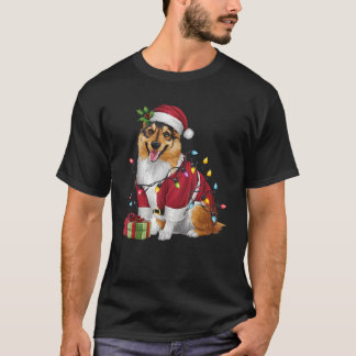 Familie Xmas Verlichting Santa Norwegian Elkhound T-shirt
