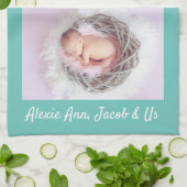 Familie zegt: "Ik hou van je" Grootma personalisee Theedoek (Gevouwen)