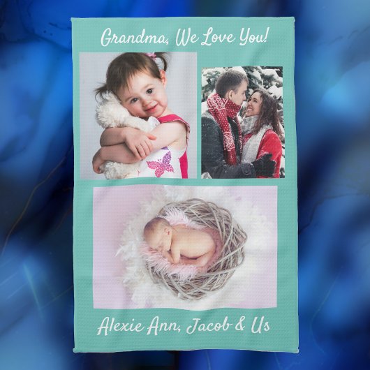 Familie zegt: "Ik hou van je" Grootma personalisee Theedoek