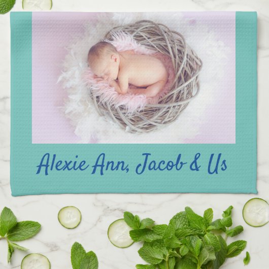 Familie zegt: "Ik hou van je" Grootma personalisee Theedoek (Gevouwen)