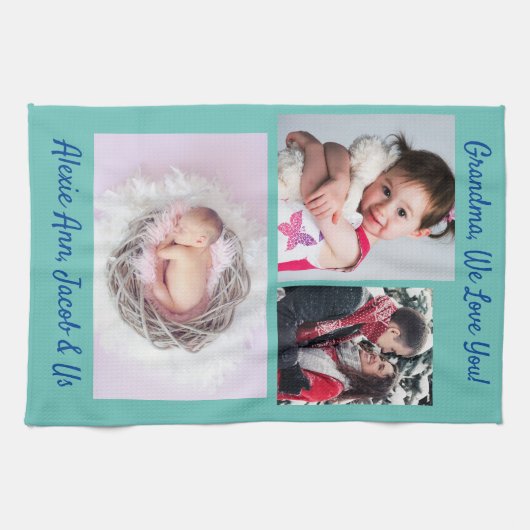 Familie zegt: "Ik hou van je" Grootma personalisee Theedoek (Horizontaal)