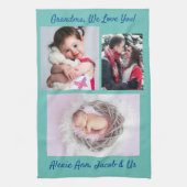 Familie zegt: "Ik hou van je" Grootma personalisee Theedoek (Verticaal)