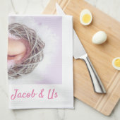 Familie zegt: "Ik hou van je" Oma, DIY Wit Roze Theedoek (Quarter Fold)