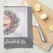 Familie zegt: "Ik hou van je" Oma personaliseert G Theedoek (Quarter Fold)