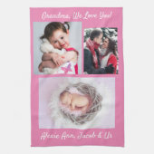 Familie zegt: "Ik hou van je" Oma personaliseert r Theedoek (Verticaal)