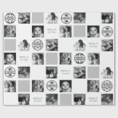 Familie Zes Foto Aangepast zwart-wit Cadeaupapier (Vlak)