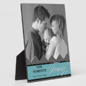 Familie Zig Zag Chevron Moderne Gepersonaliseerde  Fotoplaat (Zijkant)