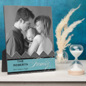 Familie Zig Zag Chevron Moderne Gepersonaliseerde  Fotoplaat (Zijkant)