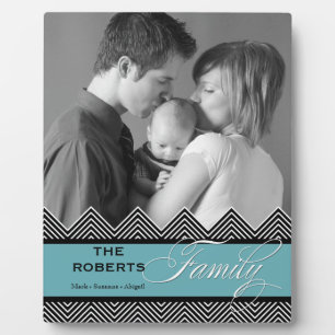 Familie Zig Zag Chevron Moderne Gepersonaliseerde Fotoplaat