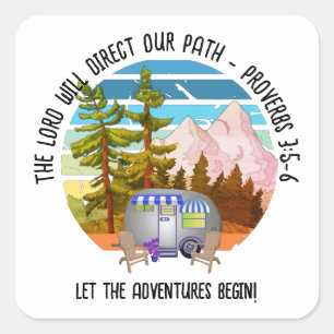 Familie Zomer Camping Christelijk Van Life Vierkante Sticker