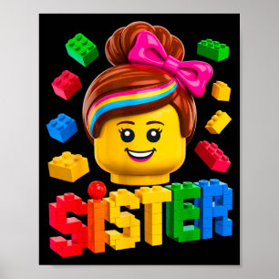 Familie zus meester bouwer het bouwen van bakstene poster