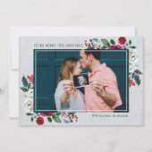 Familie Zware kerstfeestdag Zwangere fotokaart Feestdagenkaart (Voorkant)